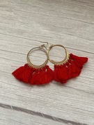 kolczyki koła chwosty czerwone styl boho