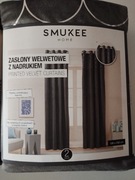 2 zasłony aksamitne welurowe Smukee glamour 2x zasłona szara srebrny wzór 