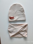 Komplet zestaw komin czapka jesień wiosna zima beż krem 