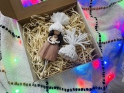 Święta laleczki aniołki ozdoby bombki makrama handmade