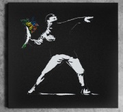 BANKSY Flower Thrower Obraz ręcznie grawerowany... Staloryt