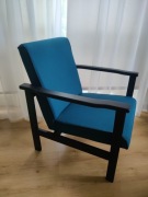 Fotel PRL  model B – 8228, po renowacji, turkus
