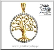 Złote duże drzewko szczęścia wisior drzewo życia 