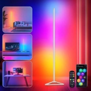 Lampa stojąca LED, RGBIC, do salonu, ściemniana, 140 cm biała narożna