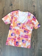 Kolorowy dopasowany top, bluzka na krótki rękaw rozmiar S-M