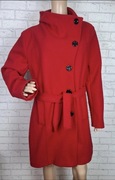czerwony płaszcz włoski moose xl elegancki flausz z paskiem