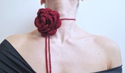 Naszyjnik choker róża handmade | szydełko | bawełna | wiązany | 2 kolory