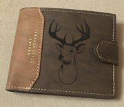 NOWY Skórzany portfel myśliwski JELEŃ BYK. Prezent dla myśliwego, Diany.