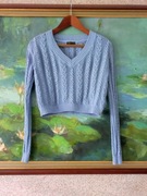 sweterek sweter kardigan warkocze baby blue pleciony długi rękaw 