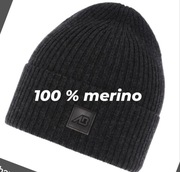 Czapka męska grafit 100 proc welna merino, producent PL 