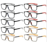 Okulary +2,5 do czytania wytrzymałe ramkowe czerwone zauszniki i noski