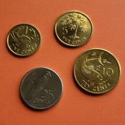 SESZELE Zestaw 4 monet  od 1 centa  do 25 centów - zwierzęta