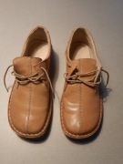 Skórzane półbuty damskie 39 camel beż sznurowane komfortowe