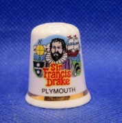 Naparstek Kolekcjonerski Porcelanowy - Sir Francis Drake Plymouth