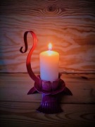 Świecznik magenta róż kaganek vintage glamour