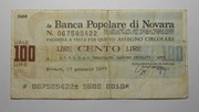 zastępczy pieniądz mini-czek 100 Lirów 1977 Novara Włochy