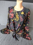 H&M - bluzka damska - wiązana w pasie - wiskoza - floral - kwiaty 