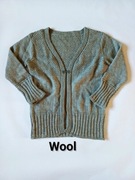 Sweter kardigan wełniany szary ciepły długi klasyczny oversize wool