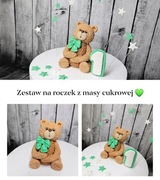 Zestaw z masy cukrowej na tort, miś, cyfra 1, gwiazdki