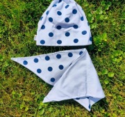 Polski piękny komplet bawełniany,czapka + chustka dwustronna,r. 2-4 lata