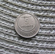 Tunezja Francuska 5 Frank 1954r