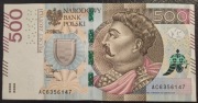 500 ZŁ SERIA AC 6356147 2016 r. BANKOWY STAN  UNC OKAZJA!! 