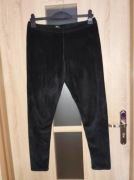272 Welurowe pluszowe ciepłe czarne legginsy rozmiar L