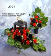 Kompozycje kwiatowe, bukiet + stroik na cmentarz, na grób, lampion 