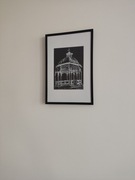 Rysunek / grafika na czarnym tle oprawiona w ramkę 20 x 30 cm