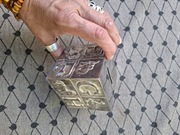 Skarbonka stara kostka srebrna, vintage 