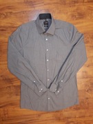 Koszula w drobną kratkę szara bawełniana body fit Olymp Level Five 39 S