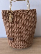 Brązowa torebka ze sznurka ręcznie wykonana na szydełku handmade 