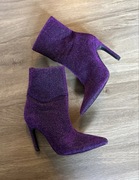 Botki fiolet ZARA brokatowe
