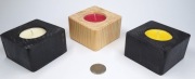 Zestaw 3 świeczników drewnianych na tealighty 7x7x4 cm Handmade