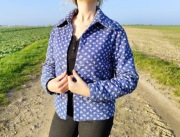 Krótka kurta wiosenna vintage M 38 granatowa kwiatki