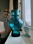 Szklany wazon dzbanek dekoracyjny Turkusowy Kogut Smok Horbowy unikat