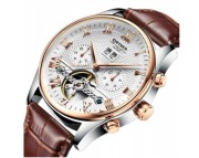 NOWY Zegarek Męski NOWY Mechaniczny na rękę sam się Nakręca Pasek Skóra