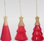 Zawieszki choinkowe ze szkła – 3 szt (czerwone)