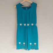 Sukienka góralska folkowa 38 niebieska haft