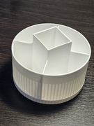 Biały organizer na pędzle, kosmetyki, obrotowy. Stojak na pędzle, na biurko