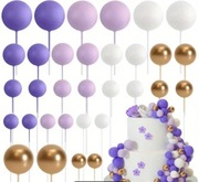 Topper piker na tort fiolety złoto biel 10 szt