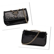 Torebka damska mała kopertowa czarna cekinowa Guess 