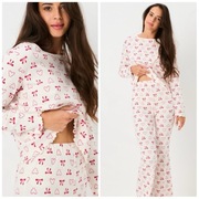 Piżama świąteczna w prążek i w kokardki S