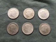 2 złote srebro Głowa Kobiety 1932 - 1933 sześć sztuk