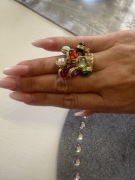 Pierścionek regulowany kolorowe kamienie ruchome 