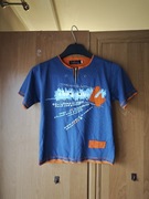 Koszulka t-shirt chłopięcy niebiesko-pomarańczowy rozmiar 146