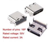 Gniazdo USB-C, 16 pin, 3A, SMT 