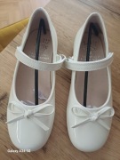 Baleriny błyszczące z kokardką białe 32 lelli kelly