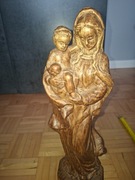 Figurka drewniana Matka Boska z dzieciątkiem