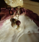 Kolczyki z kamieni Jaspis oceaniczny Koral biały Lawa Rękodzieło